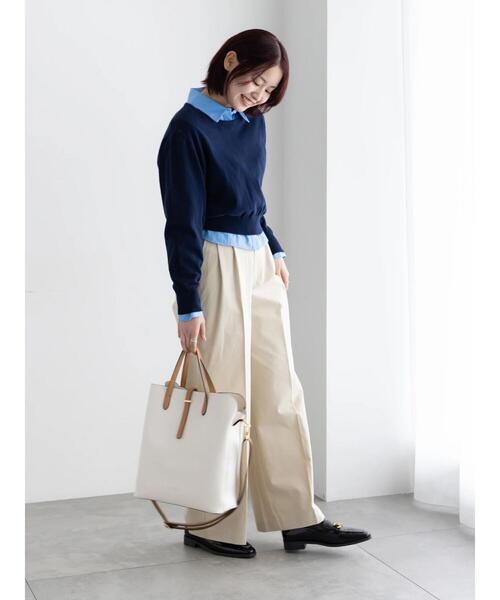 Te chichi(テチチ)の「コンパクトクルーネックニット【AOYAMA FASHION ASSOCIATION × Té chichi】(ニット/セーター・レディース・ネイビー/グレー・F)」の3枚目の写真