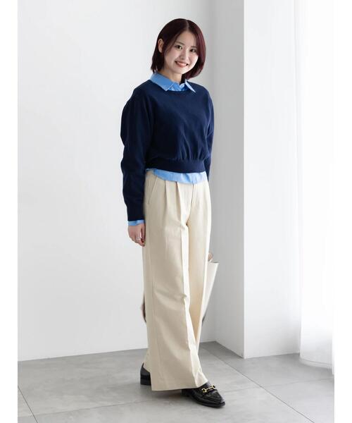 Te chichi(テチチ)の「コンパクトクルーネックニット【AOYAMA FASHION ASSOCIATION × Té chichi】(ニット/セーター・レディース・ネイビー/グレー・F)」の4枚目の写真