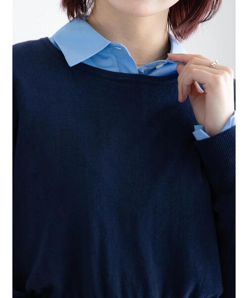 Te chichi(テチチ)の「コンパクトクルーネックニット【AOYAMA FASHION ASSOCIATION × Té chichi】(ニット/セーター・レディース・ネイビー/グレー・F)」の11枚目の写真