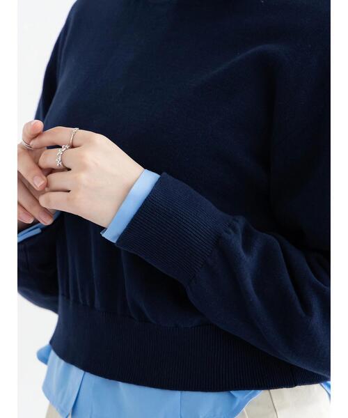 Te chichi(テチチ)の「コンパクトクルーネックニット【AOYAMA FASHION ASSOCIATION × Té chichi】(ニット/セーター・レディース・ネイビー/グレー・F)」の12枚目の写真