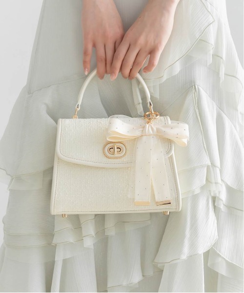 RANDA（ランダ）の「2WAY リボンチャームハンドバッグ（ハンドバッグ・レディース・アイボリー/ブラック/ピンク・FREE）」の10枚目の写真