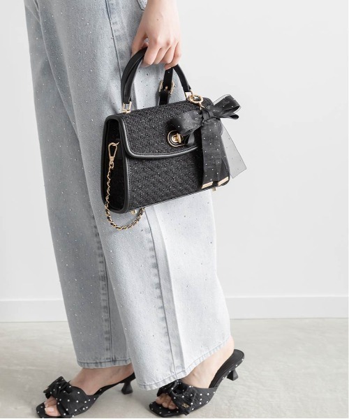 RANDA（ランダ）の「2WAY リボンチャームハンドバッグ（ハンドバッグ・レディース・アイボリー/ブラック/ピンク・FREE）」の14枚目の写真