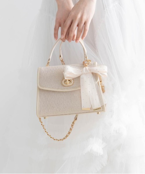 RANDA（ランダ）の「2WAY リボンチャームハンドバッグ（ハンドバッグ・レディース・アイボリー/ブラック/ピンク・FREE）」の16枚目の写真