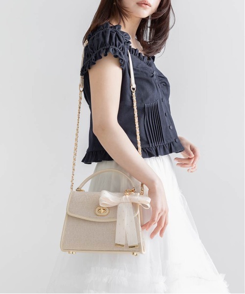 RANDA（ランダ）の「2WAY リボンチャームハンドバッグ（ハンドバッグ・レディース・アイボリー/ブラック/ピンク・FREE）」の17枚目の写真