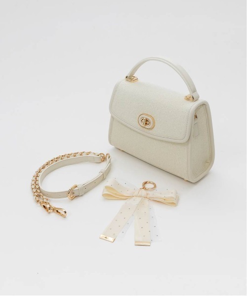 RANDA（ランダ）の「2WAY リボンチャームハンドバッグ（ハンドバッグ・レディース・アイボリー/ブラック/ピンク・FREE）」の22枚目の写真