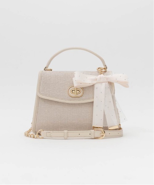 RANDA（ランダ）の「2WAY リボンチャームハンドバッグ（ハンドバッグ・レディース・アイボリー/ブラック/ピンク・FREE）」の9枚目の写真