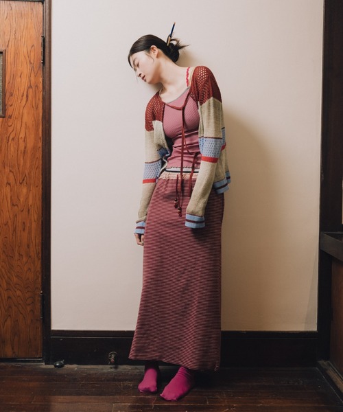 PAMM(パム)の「罫線のボーダースカート(スカート・レディース・レッド系/ブラウン系/ベージュ系・1/2)」の18枚目の写真