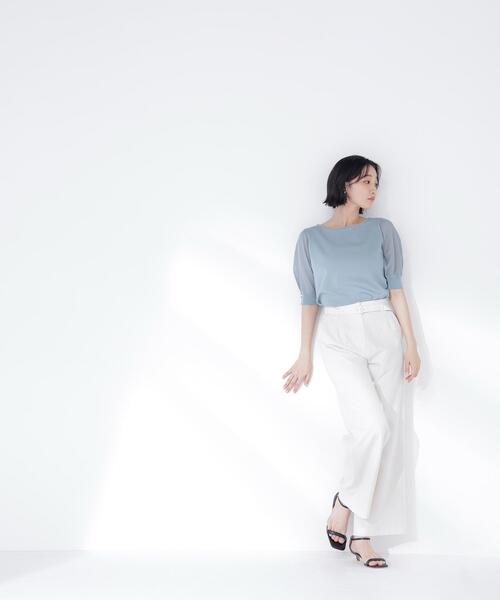 NATURAL BEAUTY BASIC（ナチュラルビューティーベーシック）の「【Oggi5月号掲載】◇＜骨格ナチュラル＞リネンブレンドパンツ（その他パンツ・レディース・ダークブラウン/ベージュ/オフホワイト・MEDIUM/P/S）」の2枚目の写真