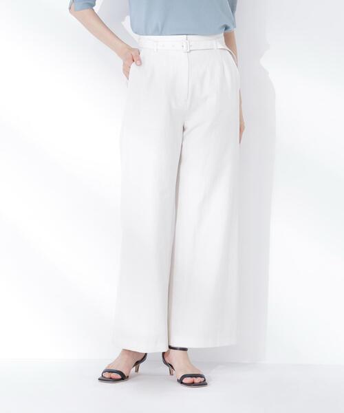 NATURAL BEAUTY BASIC(ナチュラルビューティーベーシック)の「【Oggi5月号掲載】◇<骨格ナチュラル>リネンブレンドパンツ(その他パンツ・レディース・ダークブラウン/ベージュ/オフホワイト・MEDIUM/P/S)」の5枚目の写真