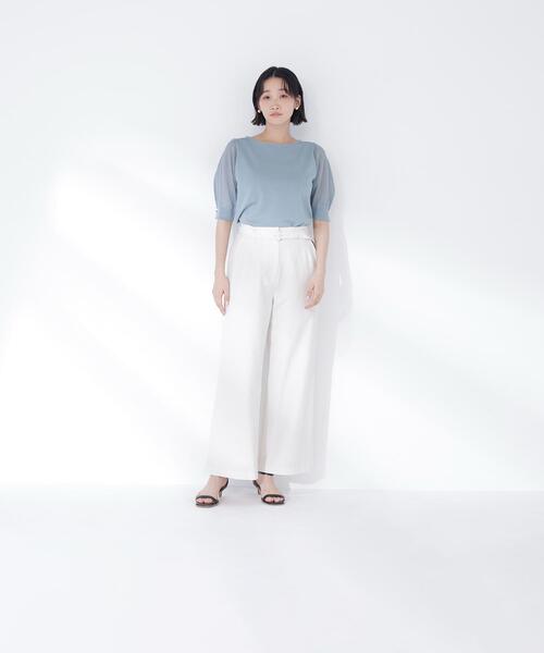 NATURAL BEAUTY BASIC(ナチュラルビューティーベーシック)の「【Oggi5月号掲載】◇<骨格ナチュラル>リネンブレンドパンツ(その他パンツ・レディース・ダークブラウン/ベージュ/オフホワイト・MEDIUM/P/S)」の6枚目の写真