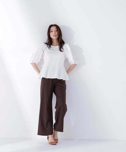 NATURAL BEAUTY BASIC（ナチュラルビューティーベーシック）の「【Oggi5月号掲載】◇＜骨格ナチュラル＞リネンブレンドパンツ（その他パンツ・レディース・ダークブラウン/ベージュ/オフホワイト・MEDIUM/P/S）」の12枚目の写真
