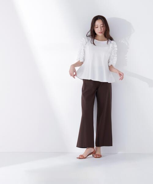 NATURAL BEAUTY BASIC（ナチュラルビューティーベーシック）の「【Oggi5月号掲載】◇＜骨格ナチュラル＞リネンブレンドパンツ（その他パンツ・レディース・ダークブラウン/ベージュ/オフホワイト・MEDIUM/P/S）」の13枚目の写真