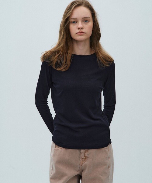 PUBLIC TOKYO（パブリックトウキョウ）の「【2026春新作】ミニマルコットンシアーTOP（Tシャツ/カットソー・レディース・レッド/ホワイト/ネイビー・FREE）」の19枚目の写真