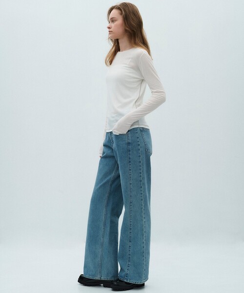 PUBLIC TOKYO（パブリックトウキョウ）の「【2026春新作】ミニマルコットンシアーTOP（Tシャツ/カットソー・レディース・レッド/ホワイト/ネイビー・FREE）」の8枚目の写真