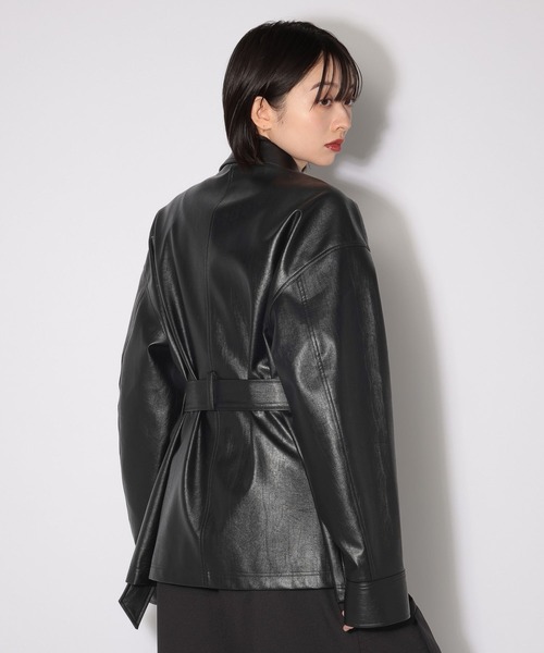 PAGEBOY（ページボーイ）の「フェイクレザールーズライダース（ライダースジャケット・レディース・オフホワイト/ブラック・FREE）」の17枚目の写真