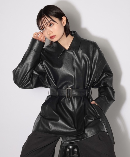 PAGEBOY（ページボーイ）の「フェイクレザールーズライダース（ライダースジャケット・レディース・オフホワイト/ブラック・FREE）」の18枚目の写真