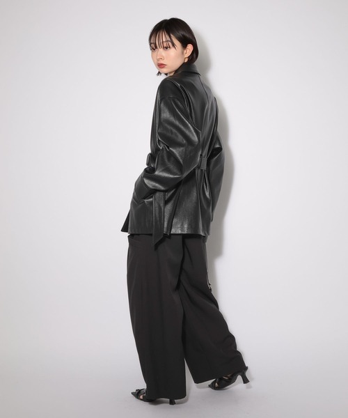 PAGEBOY（ページボーイ）の「フェイクレザールーズライダース（ライダースジャケット・レディース・オフホワイト/ブラック・FREE）」の13枚目の写真