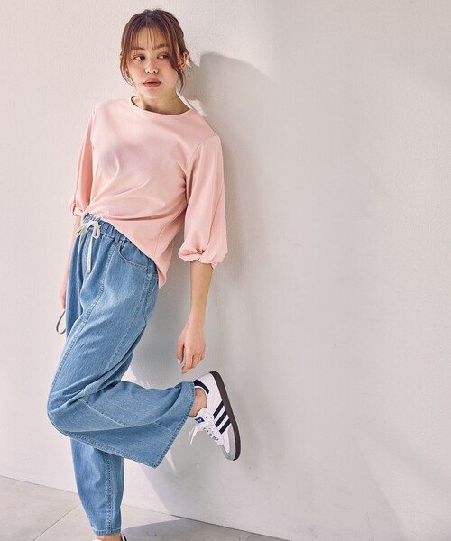 ANY(エニィ)の「【WEB限定】シルケットスムースツイストスリーブカットソー(Tシャツ/カットソー・レディース・ホワイト系/グレー系/ダークブラウン系/ピンク系・X-LARGE)」の22枚目の写真
