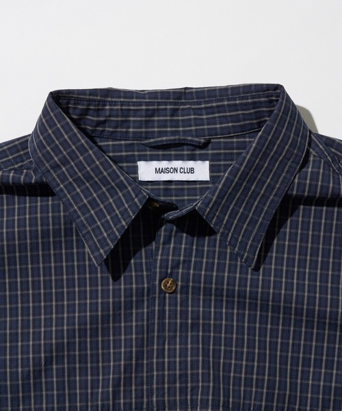 MAISON CLUB（メゾンクラブ）の「【MAISON CLUB】Outdoor Half Sleeve Shirt / アウトドア半袖シャツ　ボックスシルエット/ビッグポケット/ドローコード/着丈調整可能/短丈/クロップド/チェック/ミニタータンチェック（シャツ/ブラウス・メンズ・ネイビー/ブルー・L/M）」の9枚目の写真