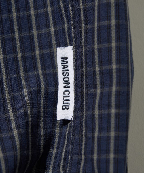 MAISON CLUB（メゾンクラブ）の「【MAISON CLUB】Outdoor Half Sleeve Shirt / アウトドア半袖シャツ　ボックスシルエット/ビッグポケット/ドローコード/着丈調整可能/短丈/クロップド/チェック/ミニタータンチェック（シャツ/ブラウス・メンズ・ネイビー/ブルー・L/M）」の5枚目の写真