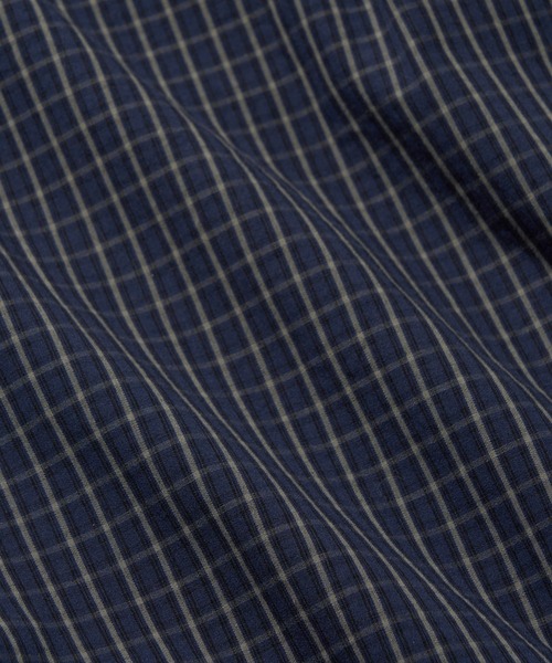 MAISON CLUB（メゾンクラブ）の「【MAISON CLUB】Outdoor Half Sleeve Shirt / アウトドア半袖シャツ　ボックスシルエット/ビッグポケット/ドローコード/着丈調整可能/短丈/クロップド/チェック/ミニタータンチェック（シャツ/ブラウス・メンズ・ネイビー/ブルー・L/M）」の6枚目の写真