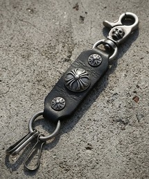 WESTSEA（ウエストシー）の「フェイクレザーキーホルダー ウォレットチェーン風 キーフック スカル コンチョ（キーホルダー）」