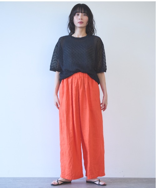 yuni(ユニ )の「△40/1 Linen easy gum tack pants(その他パンツ・レディース・ブルー/ブラック/オレンジ/アイボリー/パープル・S/M)」の6枚目の写真