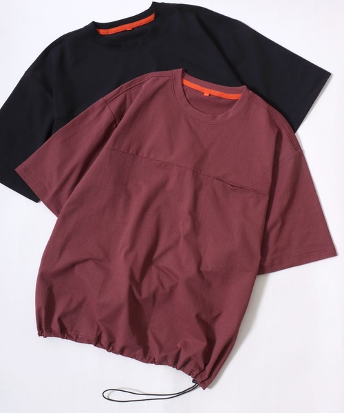 ANPAS(アンパス)の「Cool Mesh Oversized T-Shirt/クールメッシュワイドTシャツ メンズ 接触冷感 吸汗速乾 通気性 遮熱 UV対策 ストレッチ ドローコード 胸ポケット(Tシャツ/カットソー・メンズ・サックスブルー/ライトグレー/ネイビー/カーキ/ブラック/ワイン・XL/M/L)」の6枚目の写真