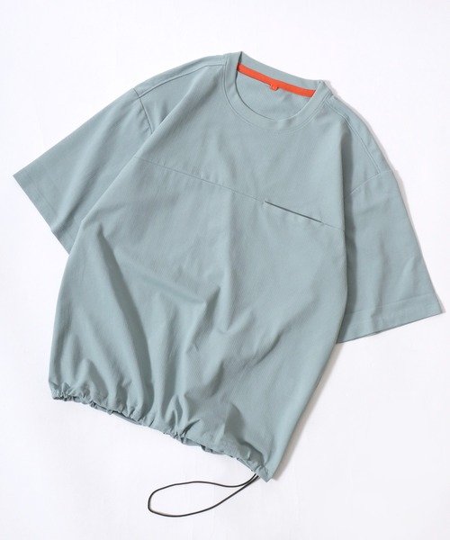 ANPAS(アンパス)の「Cool Mesh Oversized T-Shirt/クールメッシュワイドTシャツ メンズ 接触冷感 吸汗速乾 通気性 遮熱 UV対策 ストレッチ ドローコード 胸ポケット(Tシャツ/カットソー・メンズ・サックスブルー/ライトグレー/ネイビー/カーキ/ブラック/ワイン・XL/M/L)」の7枚目の写真