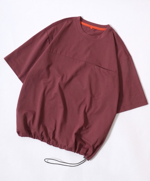 ANPAS(アンパス)の「Cool Mesh Oversized T-Shirt/クールメッシュワイドTシャツ メンズ 接触冷感 吸汗速乾 通気性 遮熱 UV対策 ストレッチ ドローコード 胸ポケット(Tシャツ/カットソー・メンズ・サックスブルー/ライトグレー/ネイビー/カーキ/ブラック/ワイン・XL/M/L)」の8枚目の写真