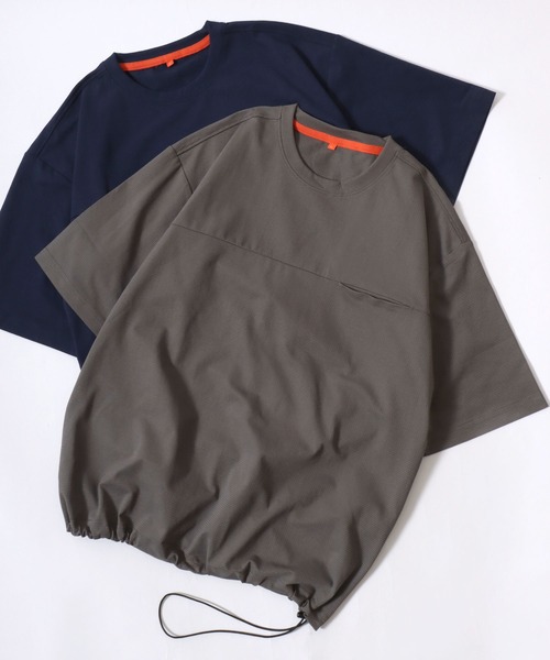 ANPAS(アンパス)の「Cool Mesh Oversized T-Shirt/クールメッシュワイドTシャツ メンズ 接触冷感 吸汗速乾 通気性 遮熱 UV対策 ストレッチ ドローコード 胸ポケット(Tシャツ/カットソー・メンズ・サックスブルー/ライトグレー/ネイビー/カーキ/ブラック/ワイン・XL/M/L)」の17枚目の写真