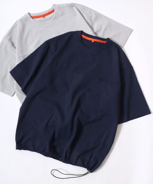 ANPAS(アンパス)の「Cool Mesh Oversized T-Shirt/クールメッシュワイドTシャツ メンズ 接触冷感 吸汗速乾 通気性 遮熱 UV対策 ストレッチ ドローコード 胸ポケット(Tシャツ/カットソー・メンズ・サックスブルー/ライトグレー/ネイビー/カーキ/ブラック/ワイン・XL/M/L)」の20枚目の写真