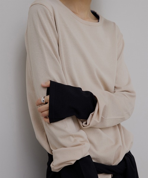 Ameri（アメリ）の「LOW BASIC LONG SLEEVE KNIT TOP（ニット/セーター・レディース・グリーン系その他/ベージュ/ブラック/グレー・FREE）」の4枚目の写真