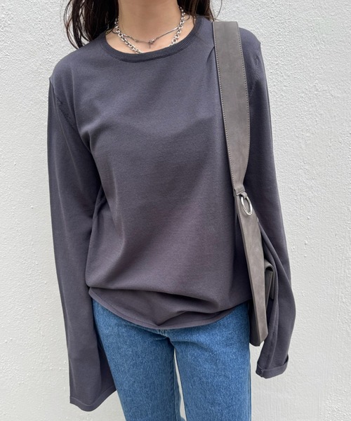 Ameri（アメリ）の「LOW BASIC LONG SLEEVE KNIT TOP（ニット/セーター・レディース・グリーン系その他/ベージュ/ブラック/グレー・FREE）」の3枚目の写真
