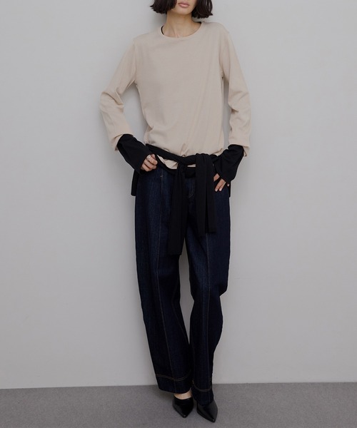 Ameri（アメリ）の「LOW BASIC LONG SLEEVE KNIT TOP（ニット/セーター・レディース・グリーン系その他/ベージュ/ブラック/グレー・FREE）」の9枚目の写真