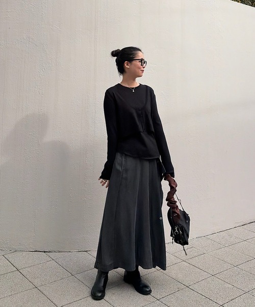 Ameri（アメリ）の「LOW BASIC LONG SLEEVE KNIT TOP（ニット/セーター・レディース・グリーン系その他/ベージュ/ブラック/グレー・FREE）」の16枚目の写真