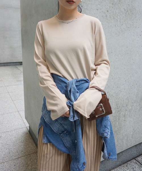 Ameri（アメリ）の「LOW BASIC LONG SLEEVE KNIT TOP（ニット/セーター・レディース・グリーン系その他/ベージュ/ブラック/グレー・FREE）」の22枚目の写真