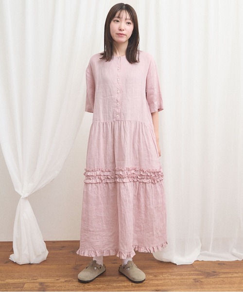 fig London(フィグロンドン)の「daily LINEN dress(ワンピース・レディース・レッド/グリーン/ピンク・FREE)」の1枚目の写真