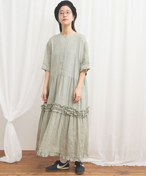 fig London(フィグロンドン)の「daily LINEN dress(ワンピース・レディース・レッド/グリーン/ピンク・FREE)」の2枚目の写真