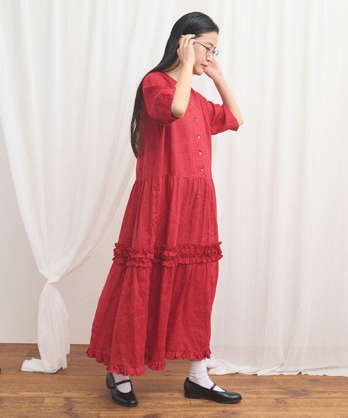 fig London(フィグロンドン)の「daily LINEN dress(ワンピース・レディース・レッド/グリーン/ピンク・FREE)」の17枚目の写真