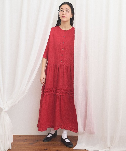 fig London(フィグロンドン)の「daily LINEN dress(ワンピース・レディース・レッド/グリーン/ピンク・FREE)」の19枚目の写真