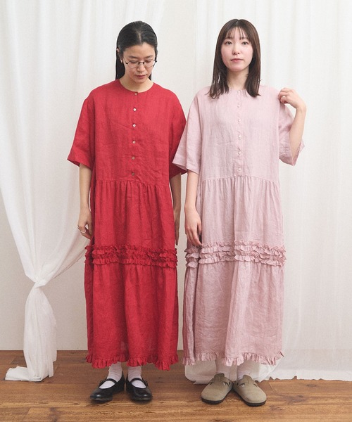 fig London(フィグロンドン)の「daily LINEN dress(ワンピース・レディース・レッド/グリーン/ピンク・FREE)」の13枚目の写真
