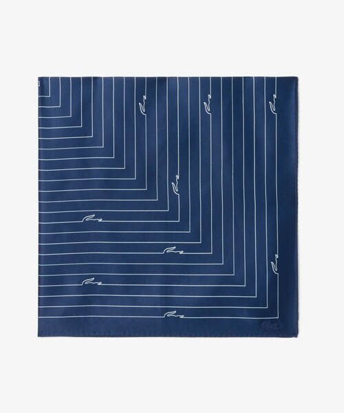 LACOSTE(ラコステ)の「ワニロゴラインスクエアサテンスカーフ(バンダナ/スカーフ・レディース・ネイビー・FREE)」の2枚目の写真