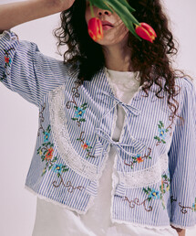 Freada（フリーダ）の「Freada/フリーダ インド フラワー クロス刺繍 レース ボレロ（シャツ/ブラウス）」