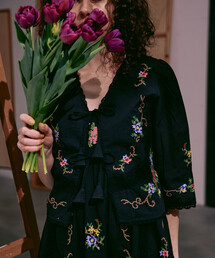 Freada（フリーダ）の「Freada/フリーダ インド フラワー クロス刺繍 レース ボレロ（シャツ/ブラウス）」