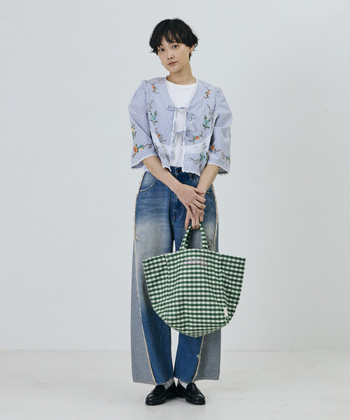 Freada/フリーダ インド フラワー クロス刺繍 レース ボレロ（シャツ