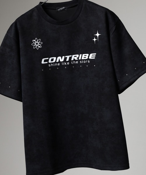 FUNALIVE(ファンアライブ)の「ニュアンスマーブルプリント スタッズ半袖Tシャツ(Tシャツ/カットソー・メンズ・ブラック/ワインレッド・L/M)」の2枚目の写真