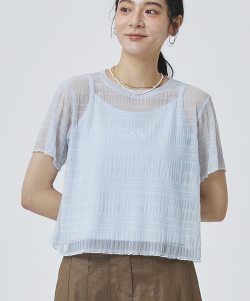 adidas(アディダス)の「【別注】アディダス adidas W SMOCKED SS TEE AP 限定コラボ(Tシャツ/カットソー・レディース・ブルー/オフホワイト/ブラック・S/M/L/XL)」の1枚目の写真