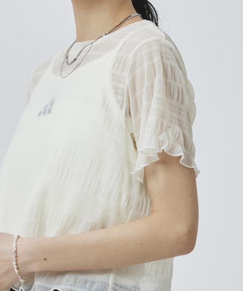adidas(アディダス)の「【別注】アディダス adidas W SMOCKED SS TEE AP 限定コラボ(Tシャツ/カットソー・レディース・ブルー/オフホワイト/ブラック・S/M/L/XL)」の11枚目の写真
