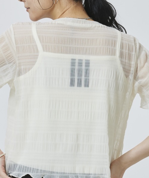 adidas(アディダス)の「【別注】アディダス adidas W SMOCKED SS TEE AP 限定コラボ(Tシャツ/カットソー・レディース・ブルー/オフホワイト/ブラック・S/M/L/XL)」の12枚目の写真